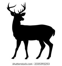 Deer silhouette. Side view. Vector illustration