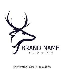 Deer silhouette simple line art template vector design concept minimalist
