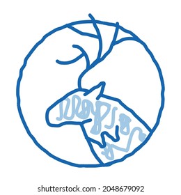 Deer Silhouette sketch icon vector. Hand drawn blue doodle line art Deer Silhouette sign. isolated symbol illustration