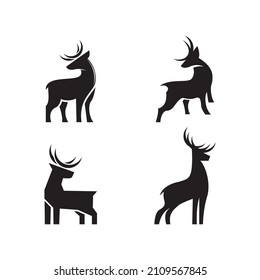 Deer silhouette standing vector logo template on white background. Vector logo Illustration.