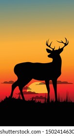 Deer Silhouette Sunset Vector Illustration Stock Vector (Royalty Free ...