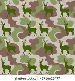 Silueta de ciervo con patrón de camuflaje táctico, diseño de Vector inspirado en la caza para ropa, telas, equipo y arte al aire libre

