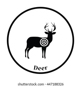 Deer silhouette with target  icon. Thin circle design. Vector illustration.