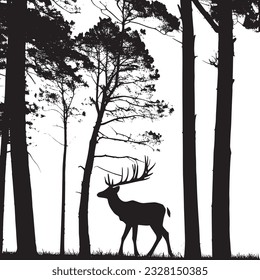 Deer Silhouette Vector Art Icons.