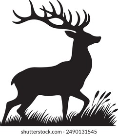 A deer silhouette vector art illustration