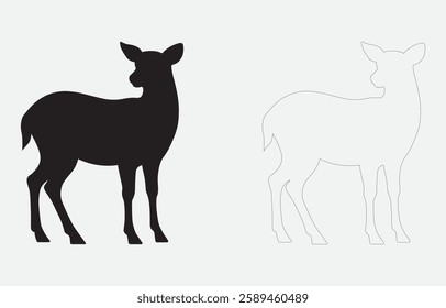 Deer silhouette vector art Illustration Isolated on white background

