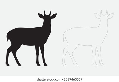 Deer silhouette vector art Illustration Isolated on white background
