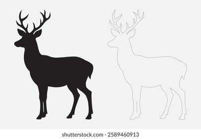 Deer silhouette vector art Illustration Isolated on white background
