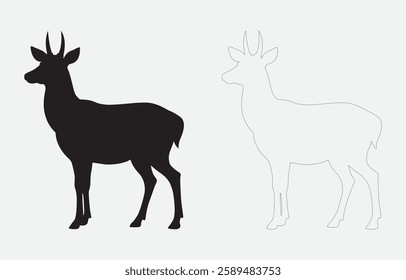 Deer silhouette vector art Illustration Isolated on white background