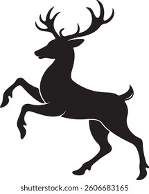 Deer silhouette vector art Illustration Isolated on transparent background