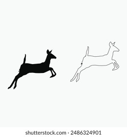Deer silhouette vector art illustrations