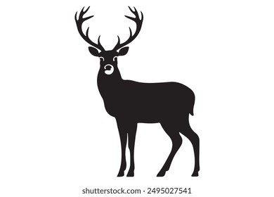 deer in silhouette vector black