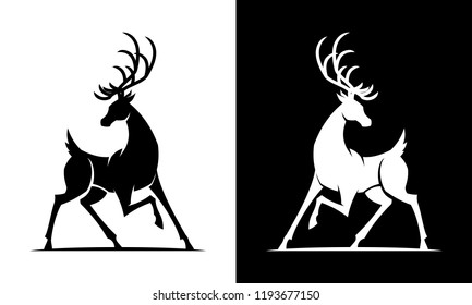 Deer silhouette vector black and white icon