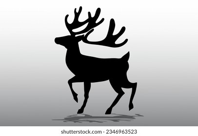 deer silhouette vector black and white illustration christmas 