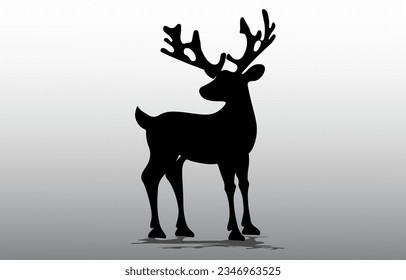 deer silhouette vector black and white illustration christmas 