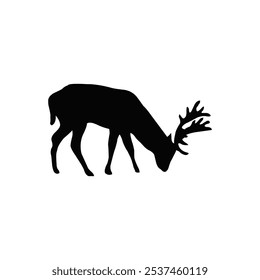 Hirschsilhouette, Vektordesign mit weißem Hintergrund. 