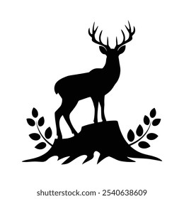 Diseño de Vector de silueta de ciervo con un fondo blanco