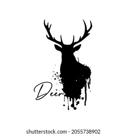 
Deer silhouette, vector drawn vintage illustration