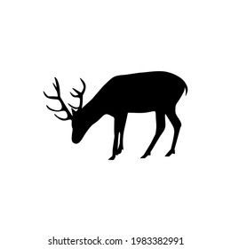 Deer Silhouette - Vector Flat Design Illustration : Suitable for Animal Theme and Other Graphic Related Assets.