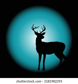 deer silhouette vector with glowing background
