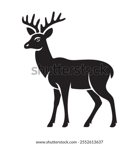 Deer silhouette vector icon with white background.