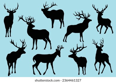 Deer silhouette vector. Deer vector illustration.
