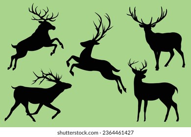 Deer silhouette vector. Deer vector illustration.