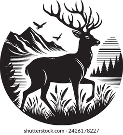 Silueta de ciervo Vector e ilustración