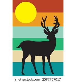 deer silhouette vector illustration, deer