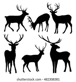 deer silhouette - vector illustration