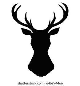 Black Vector Silhouette Deers Head Antlers Stock Vector (Royalty Free ...