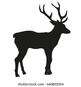 Deer Vector Silhouette Illustration Isolated On Stock Vector (Royalty ...