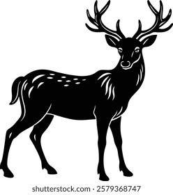 Deer Silhouette in Vector Illustration Art