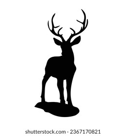 Silhouette de venado. Ilustración de vectores de ciervos. Pintura de ciervo.
