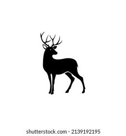 deer silhouette vector illustration for an icon, symbol or logo. deer flat logo