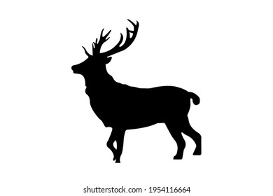 Deer silhouette vector illustration isolated on white background.