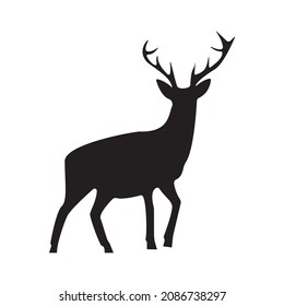 Deer silhouette, vector illustration on white background