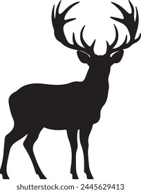 Deer Silhouette Vector Illustration White Background