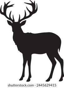 Deer Silhouette Vector Illustration White Background