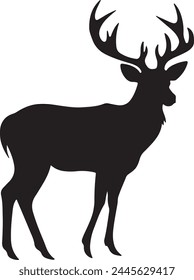 Deer Silhouette Vector Illustration White Background