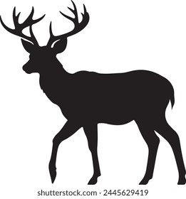 Deer Silhouette Vector Illustration White Background