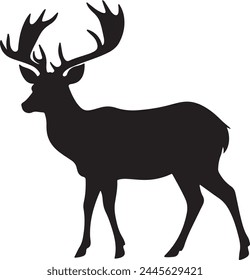 Deer Silhouette Vector Illustration White Background