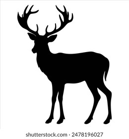 Deer Silhouette Vector Illustration White Background
