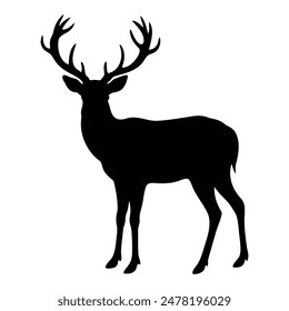 Deer Silhouette Vector Illustration White Background