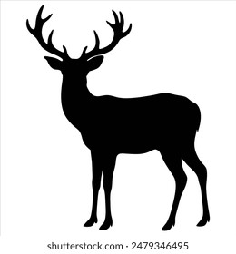 Deer Silhouette Vector Illustration White Background
