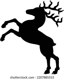Elemento de ilustración vectorial de silueta de ciervo negro