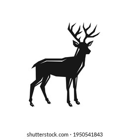 Deer Silhouette Vector Images  Flat Icons  Graphics  Logo Design  Black Gazelle Design Vector Illustration  Antelope side view isolated white background  Editable Reindeer templates clipart symbol 