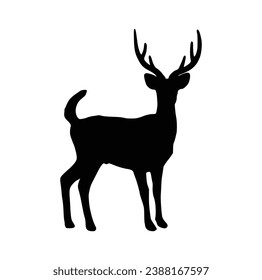 Deer silhouette Vector On White Background.