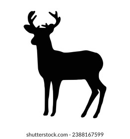 Deer silhouette Vector On White Background.