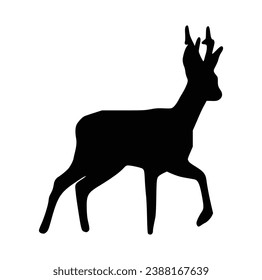 Deer silhouette Vector On White Background.